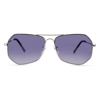 SixTrend - Unisex Metal Blue Hexagon Sunglasses