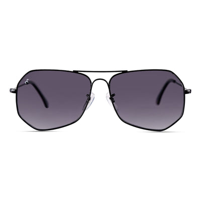 SixTrend - Unisex Metal Black Hexagon Sunglasses