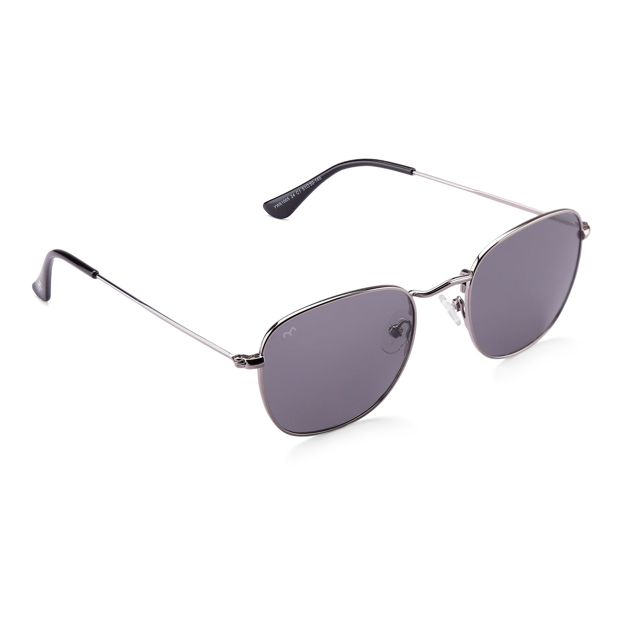 Squarve - Metal Black Curve Square Unisex Sunglasses