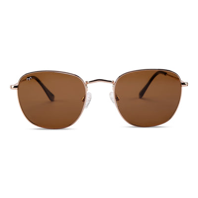 Squarve - Metal Brown Curve Square Unisex Sunglasses