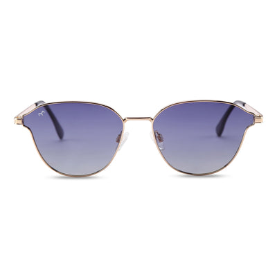 SquareFit - Metal Blue Curve Square Unisex Sunglasses