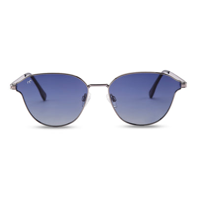 SquareFit - Metal Blue Curve Square Unisex Sunglasses