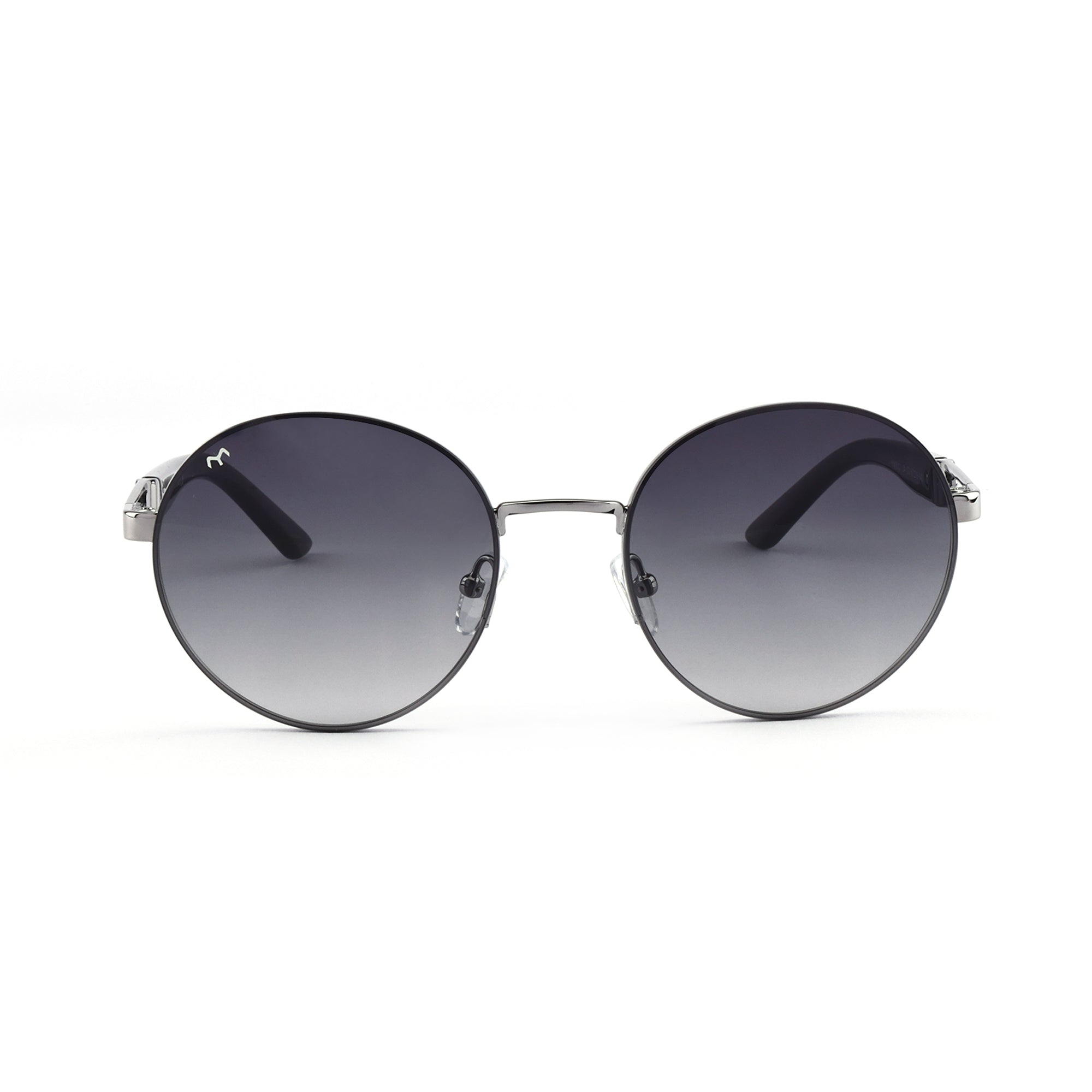 OvalVibe - Grey Metal Oval Sunglasses For Women