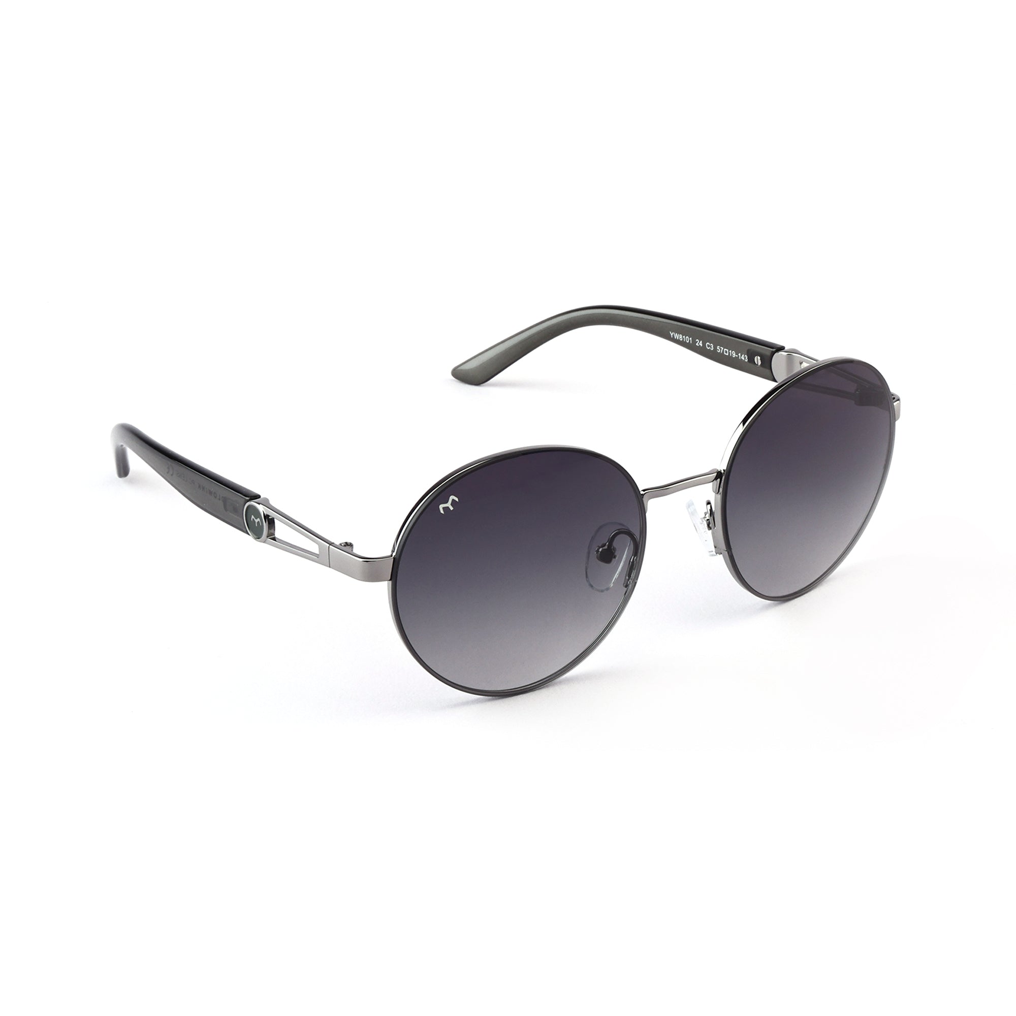 OvalVibe - Grey Metal Oval Sunglasses For Women