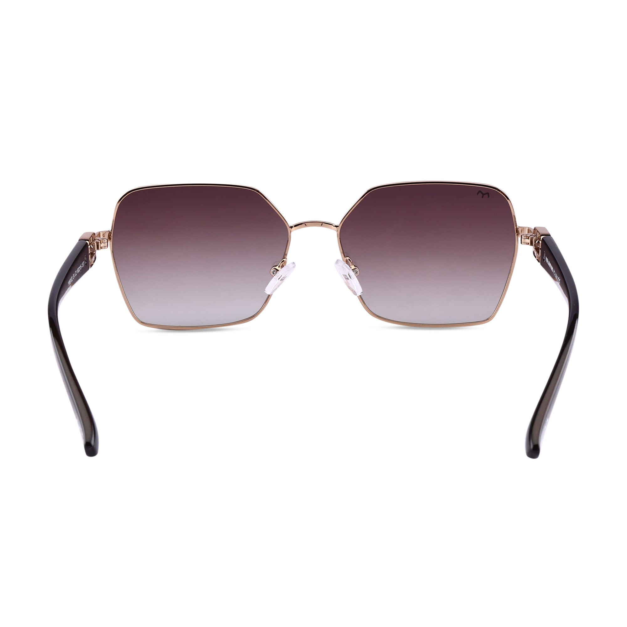 SixSphere - Brown Metal Hexagon Sunglasses for Women