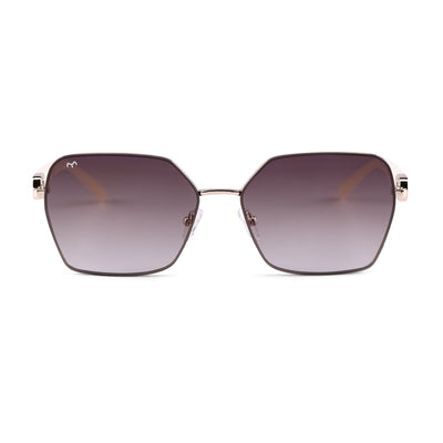 SixSphere - Brown Metal Hexagon Sunglasses for Women