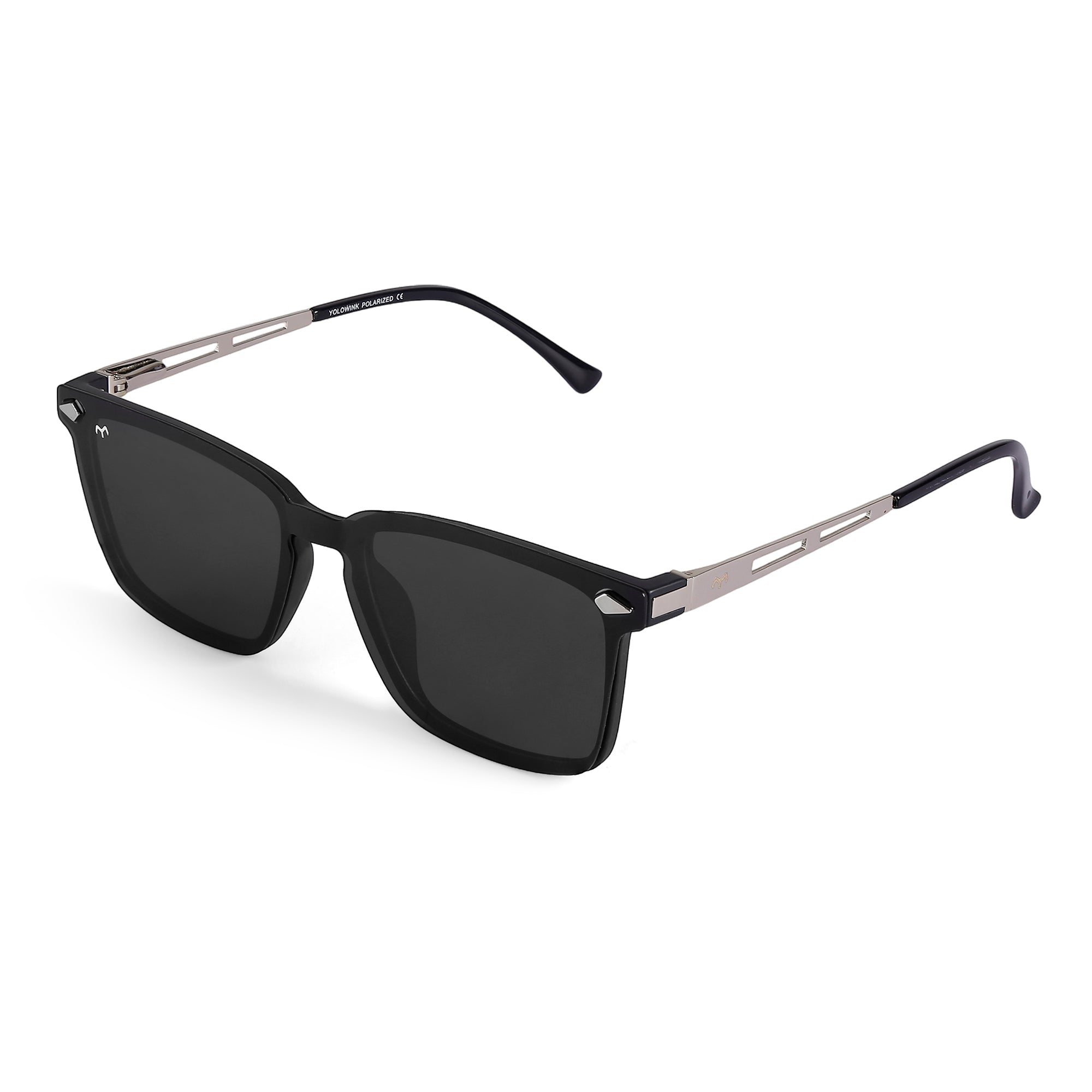 Zenith - TR Metal Silver Square Clip-on Glasses for Men