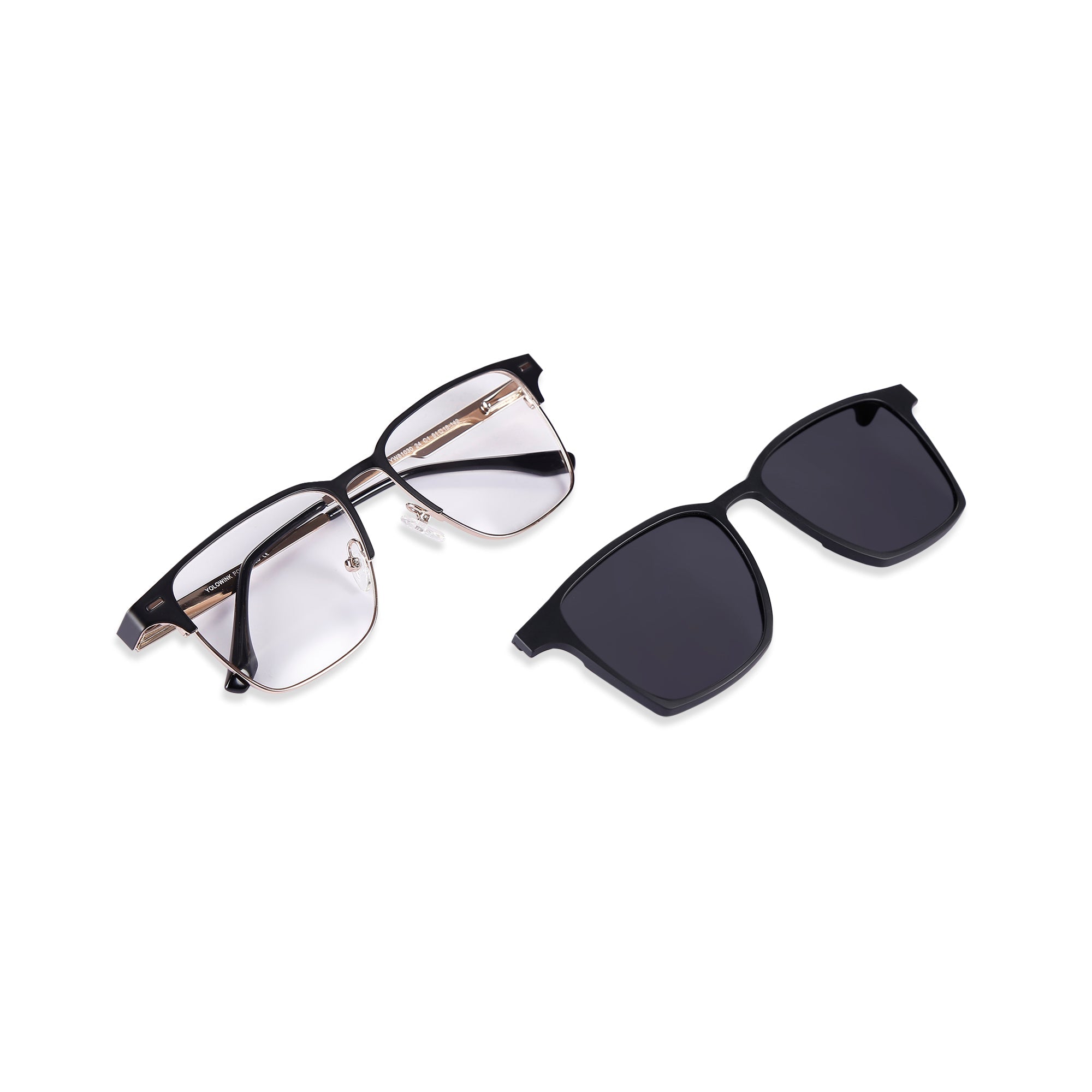 Clarity - Metal Black Square Clip-on Glasses for Men