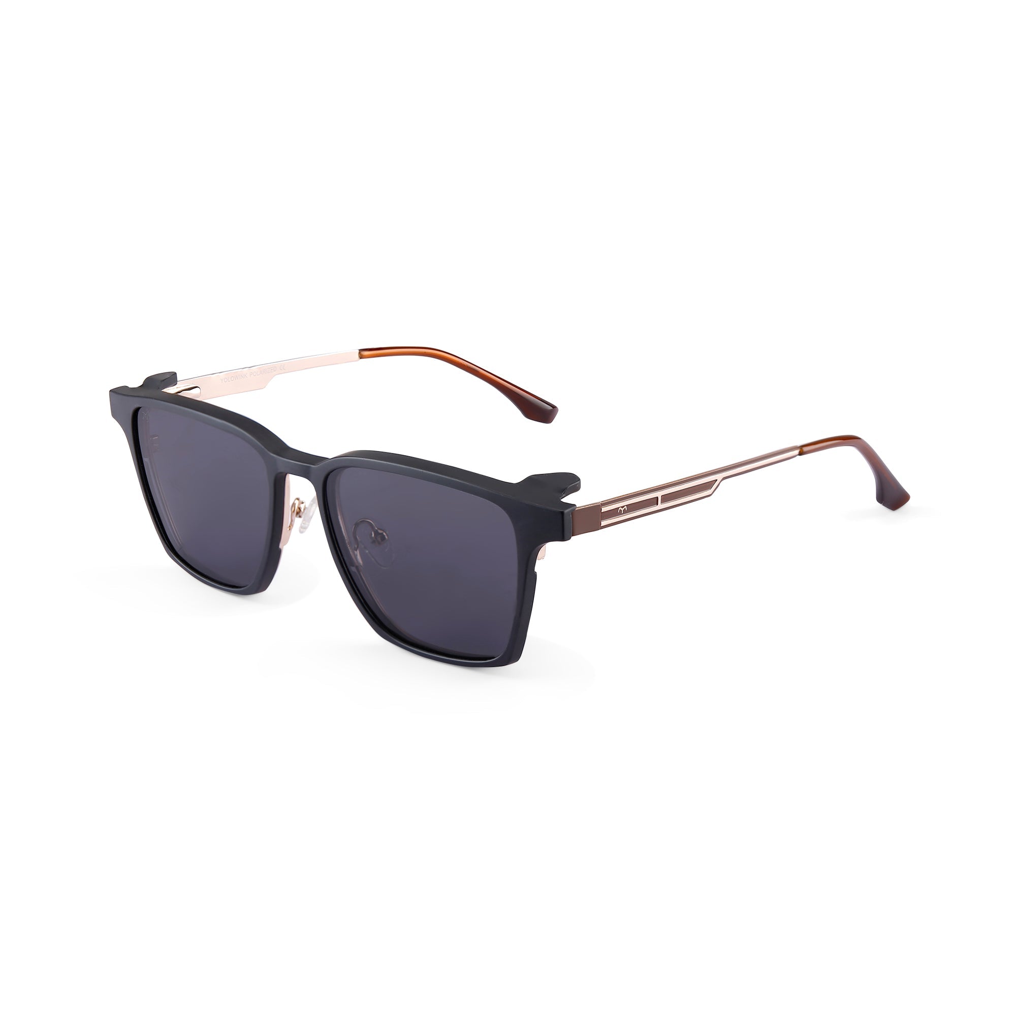 Clarity - Metal Brown Square Clip-on Glasses for Men