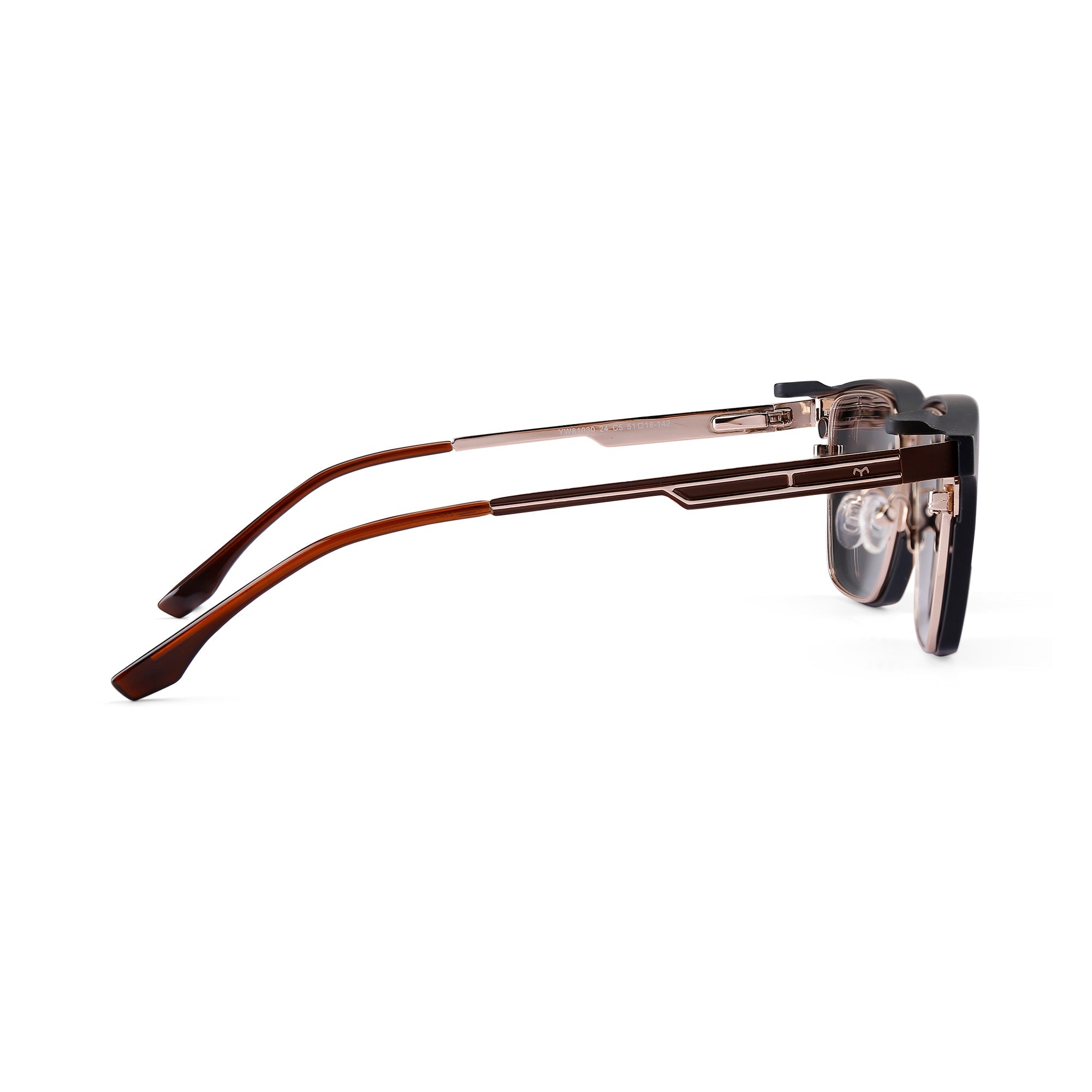 Clarity - Metal Brown Square Clip-on Glasses for Men