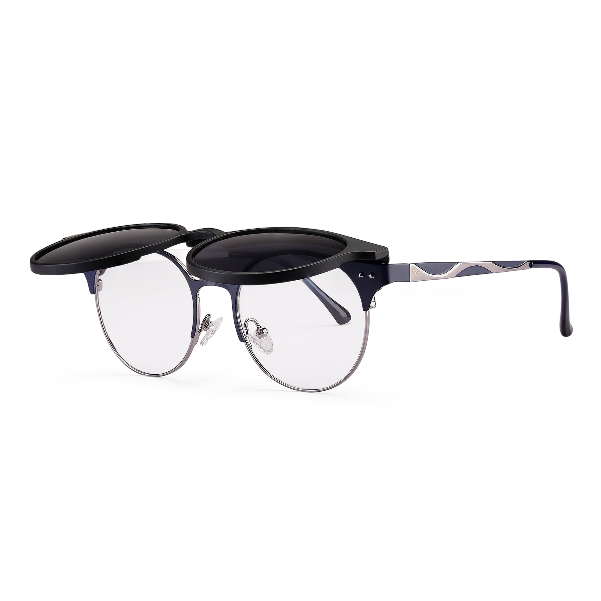 Ovaleez  - Metal Black Unisex Oval Clip-on Glasses