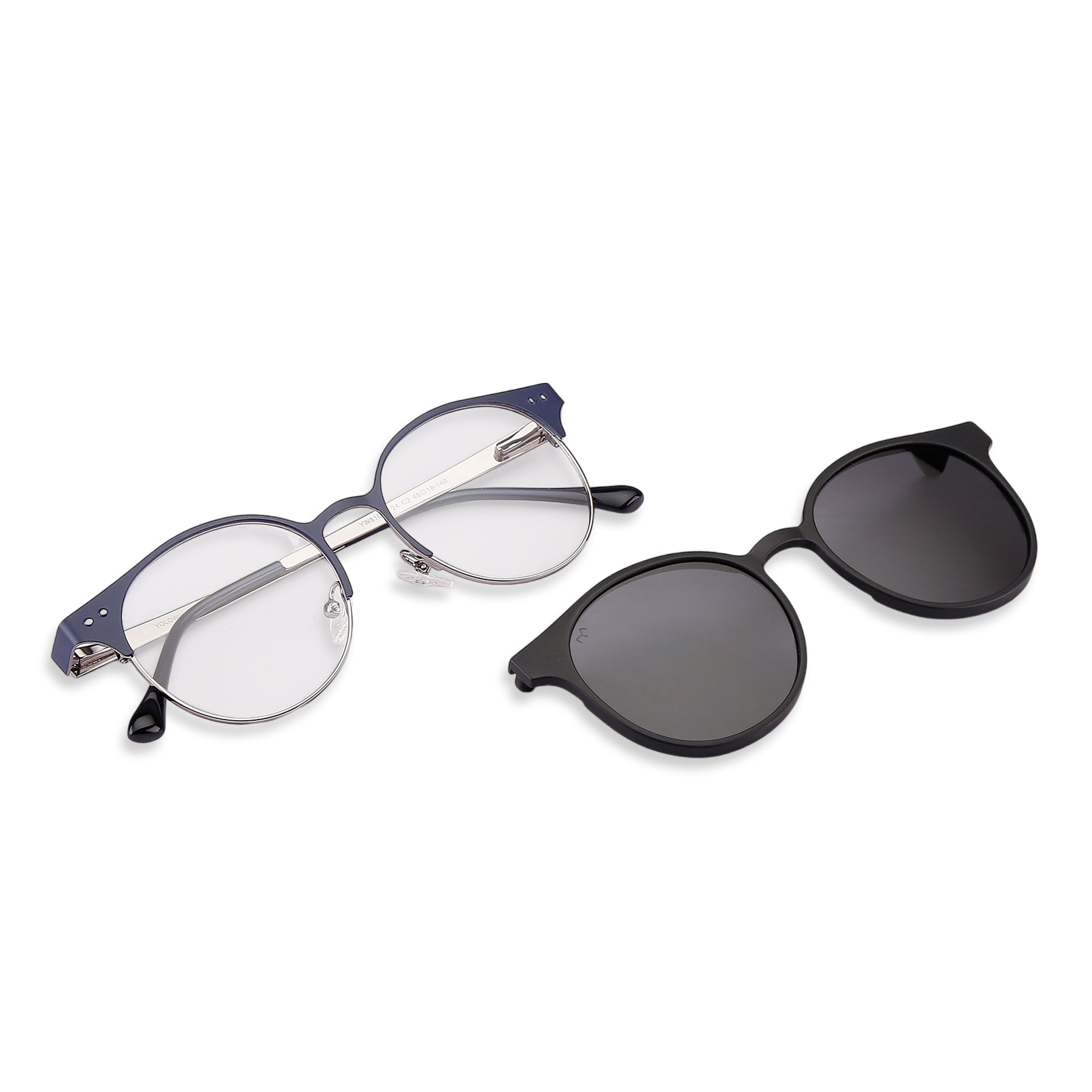 Ovaleez  - Metal Black Unisex Oval Clip-on Glasses