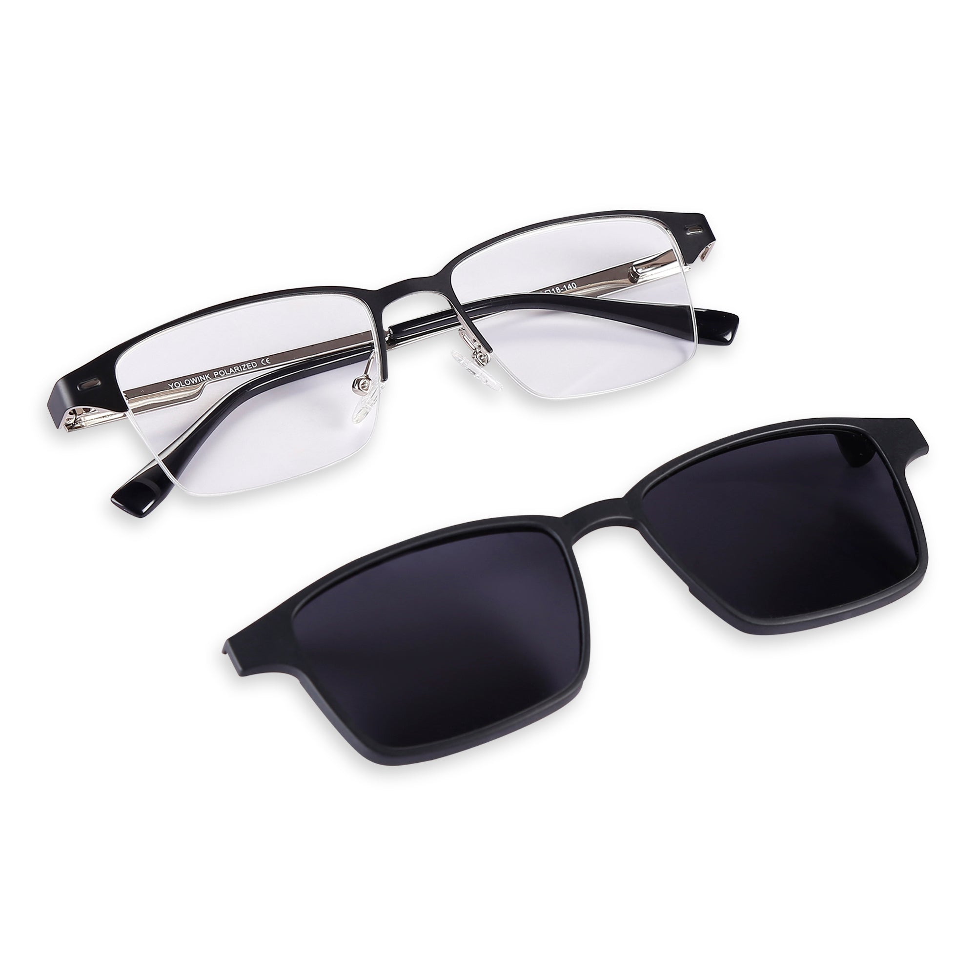 BoxedMen - Metal Black Square Clip-on Glasses for Men