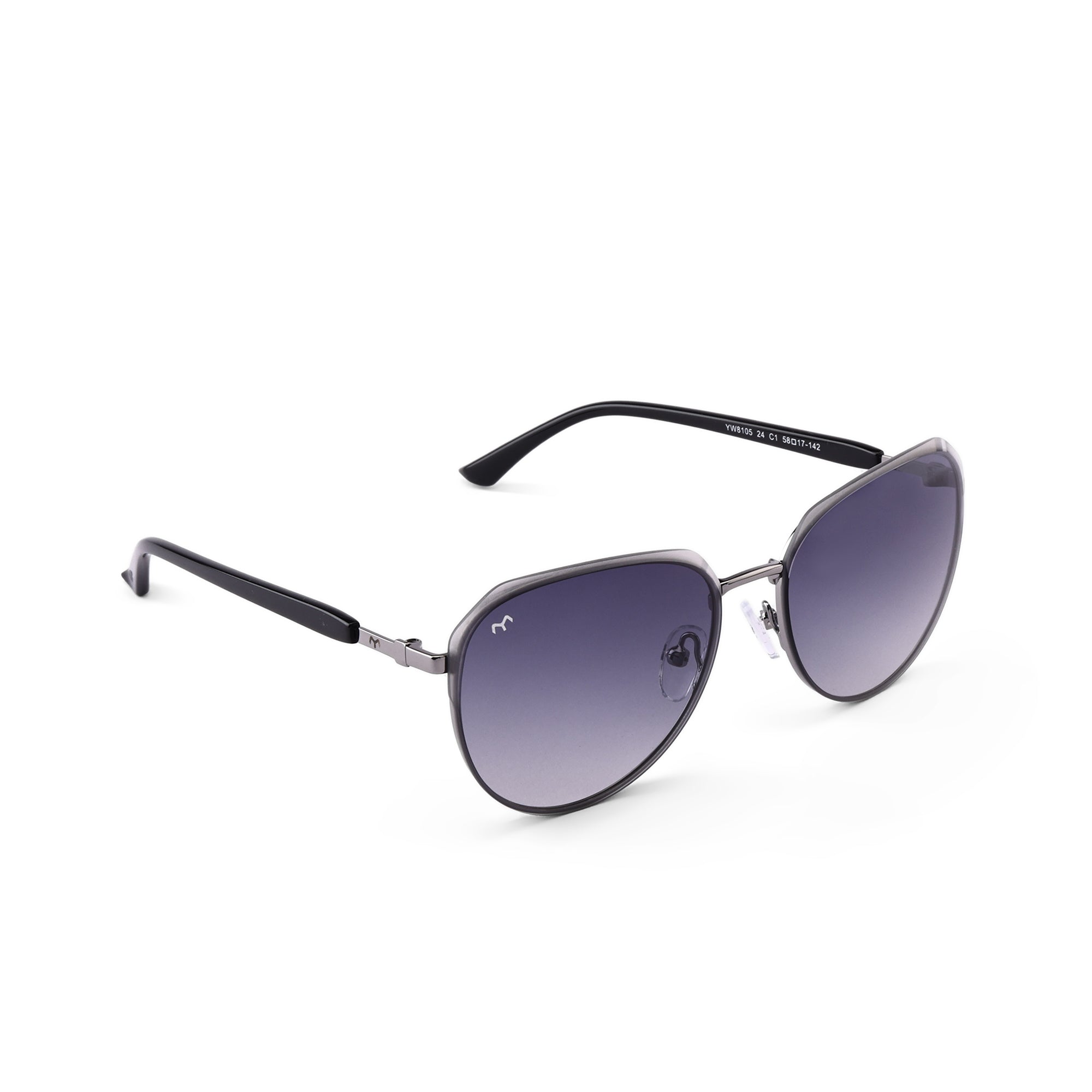 SixSense - Brown Metal Hexagon Sunglasses for Women