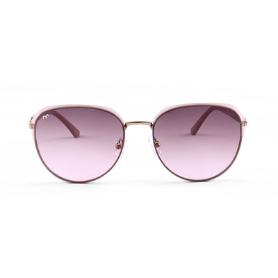 SixSense - Pink Metal Hexagon Sunglasses for Women