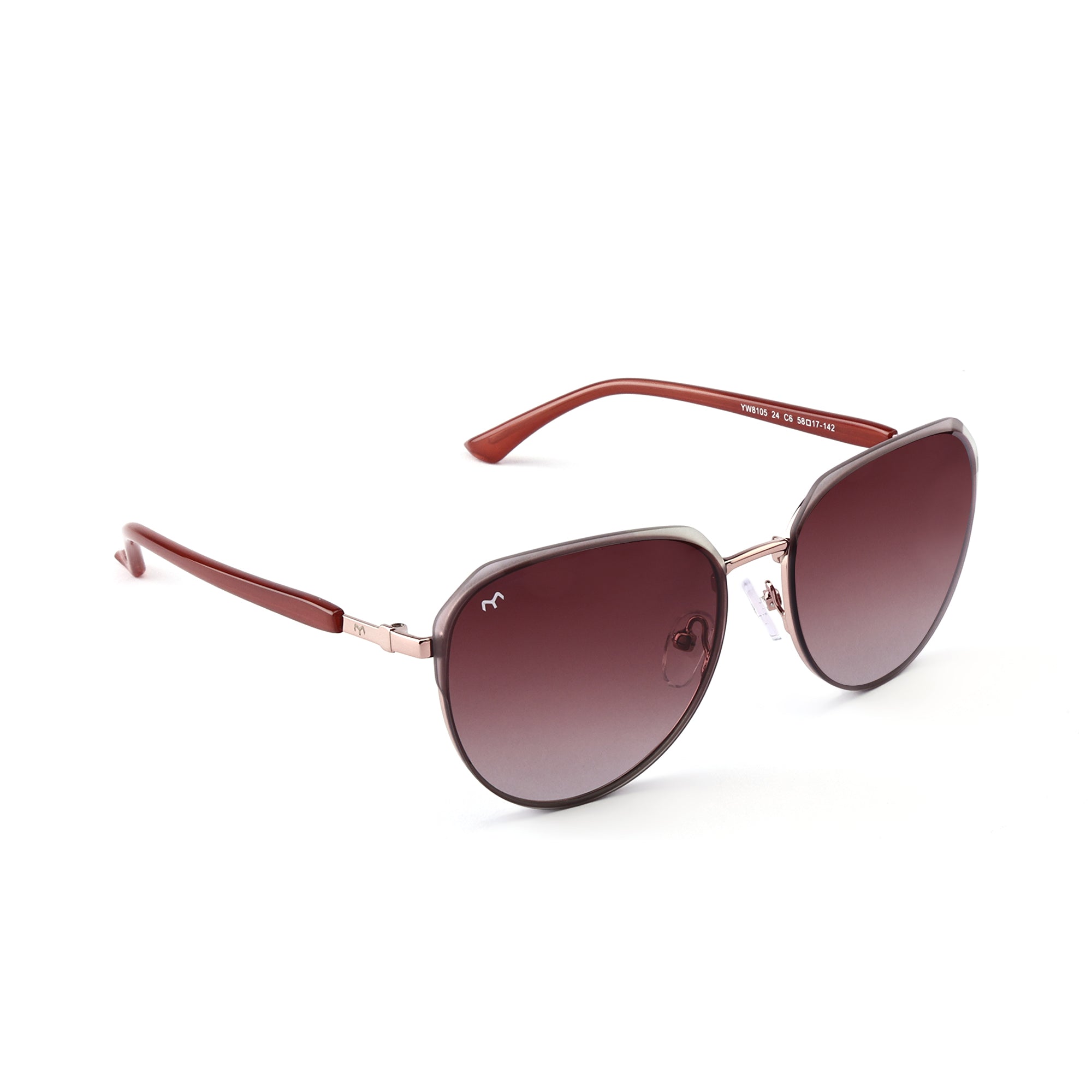 SixSense - Wine Metal Hexagon Sunglasses for Women