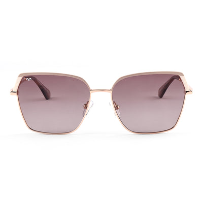 HexaBlink - Pink Metal Hexagon Polarized Sunglasses for Women