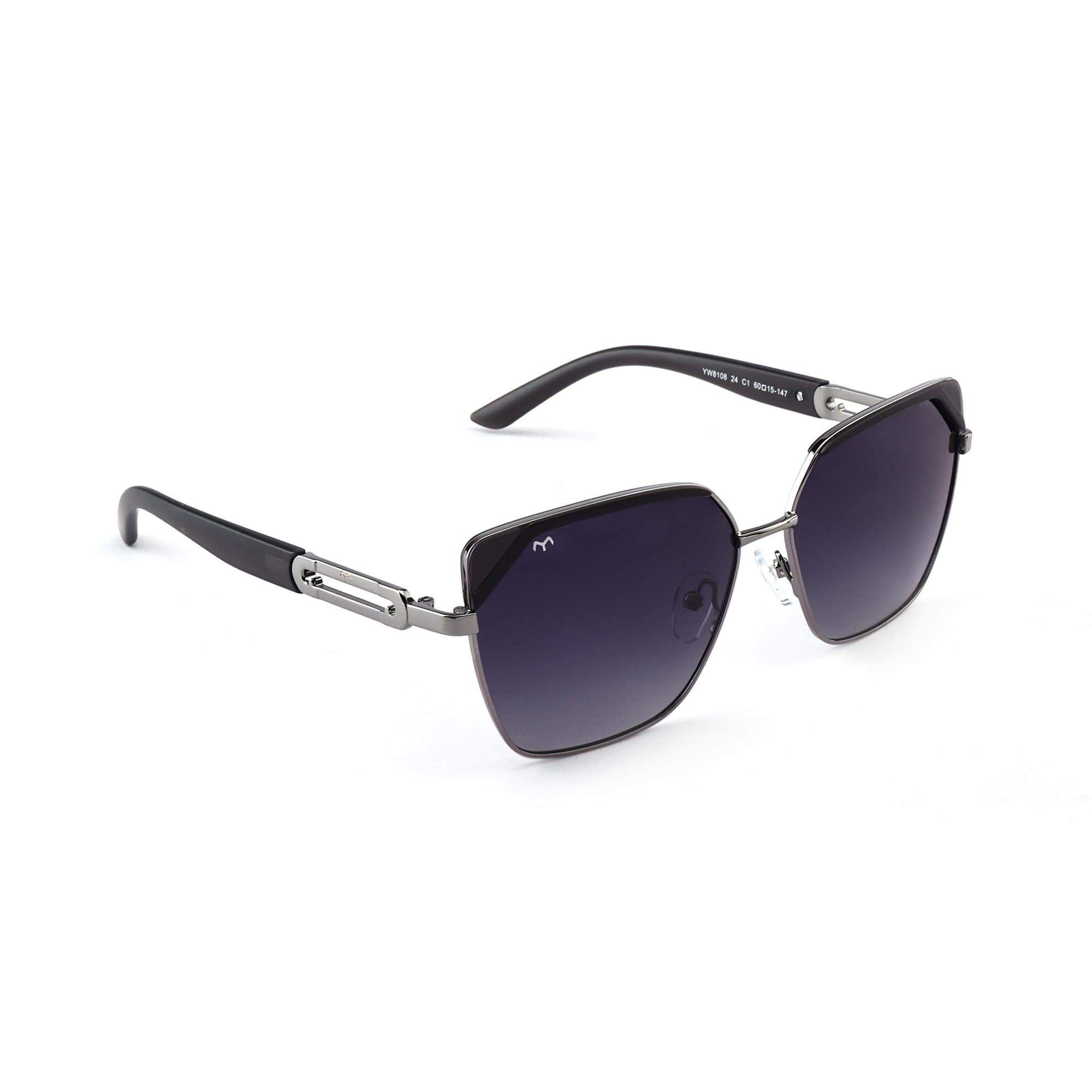 HexaTrend - Blue Metal Hexagon Polarized Sunglasses for Women