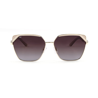 HexaTrend - Brown Metal Hexagon Polarized Sunglasses for Women