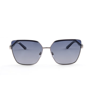 HexaTrend - Blue Metal Hexagon Polarized Sunglasses for Women