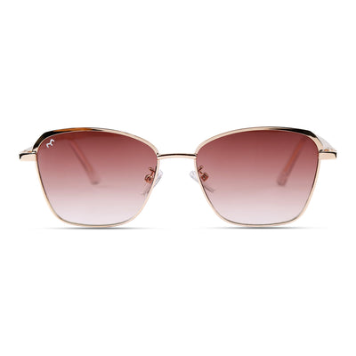 RectaCut - Metal Brown Rectangle Sunglasses for Women