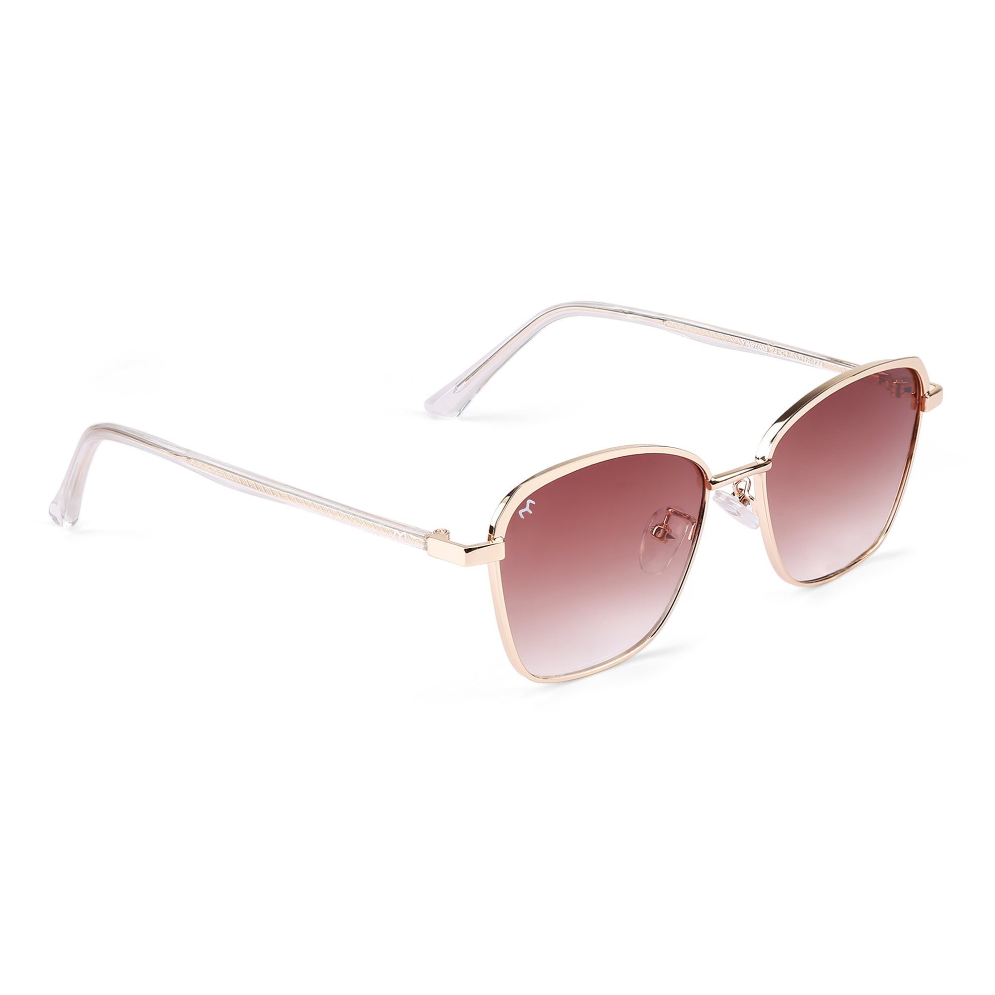 RectaCut - Metal Brown Rectangle Sunglasses for Women