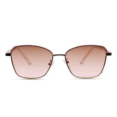 RectaCut - Metal Brown Rectangle Sunglasses for Women